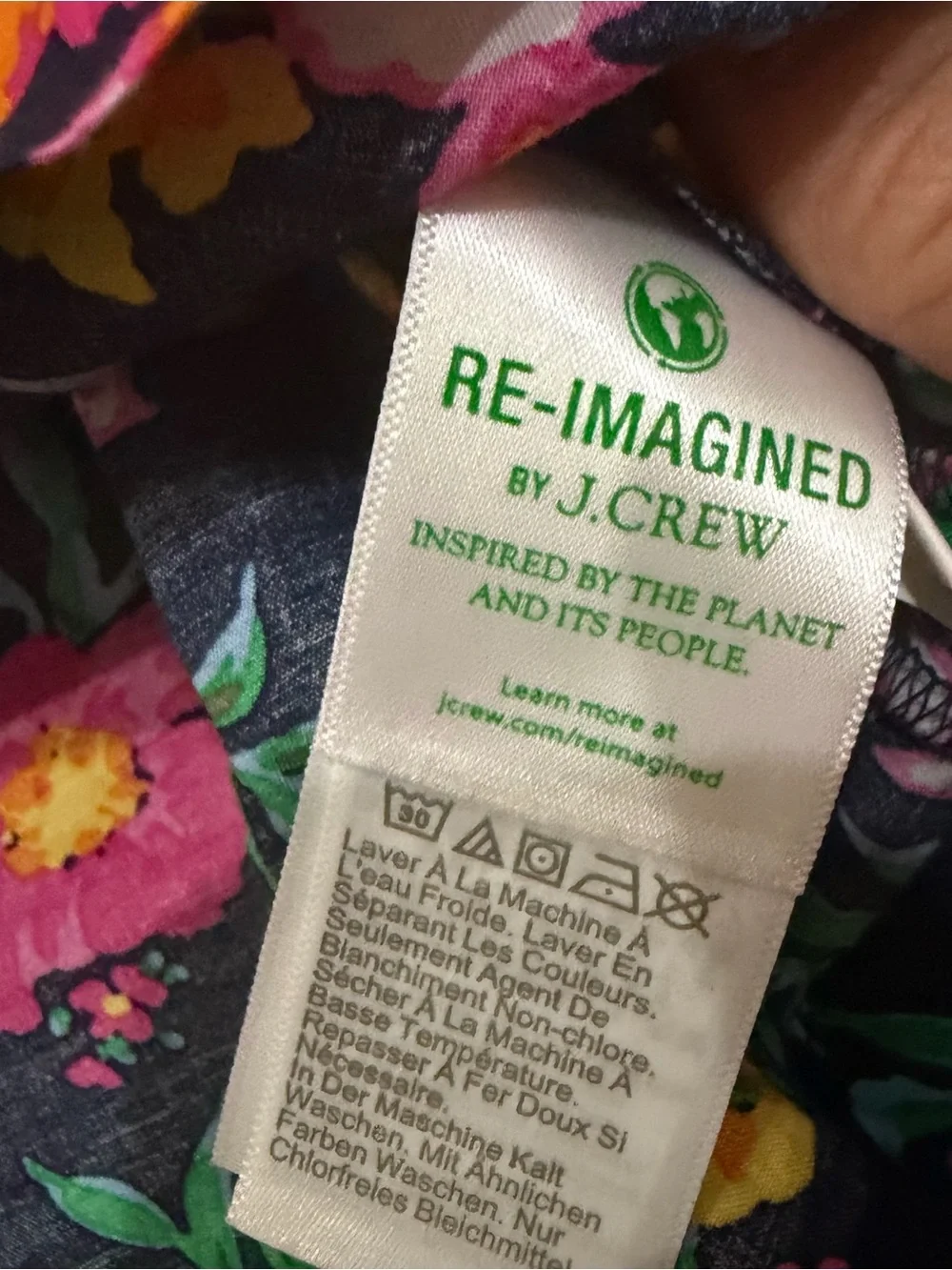 J. Crew Floral Short Sleeve Top - Navy with Pink & Yellow Blooms extra small